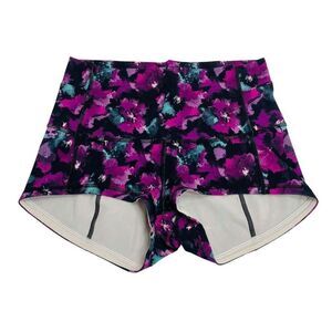 Lululemon Wunder Short 2" Mini Midnight Bloom Black Deep Fuschia Athletic Shorts